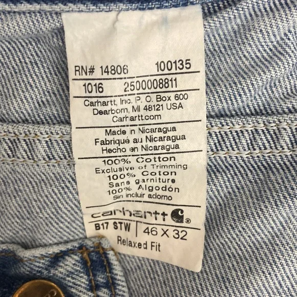 Carhartt Relaxed Fit Work Jeans 46x32 - Picture 8 of 15